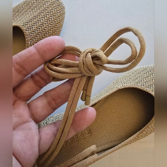 Rothy's The Square Wrap Ballerina Flats Shimmering Gold Size 9.5 - Picture 10 of 16
